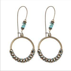 Bohemian bronze wire wrap beaded dangle earring